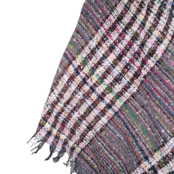 Wander Agio Women's Winter Scarf Triangle Shawl Stripe Multicolor Plaid - Picture 2 of 3